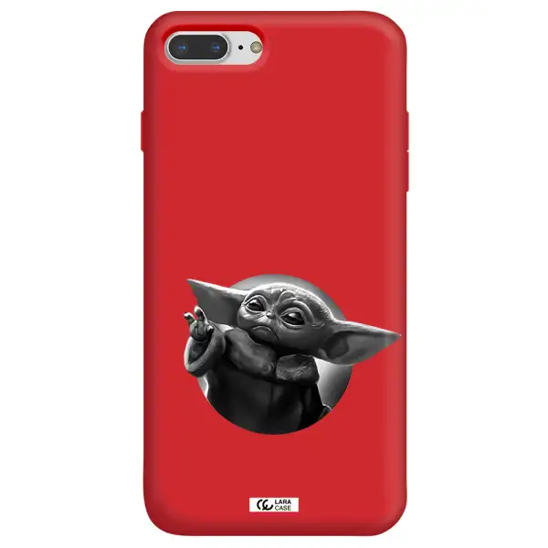 a black and white image of a baby yoda Apple iPhone 7 plus Silicone Imperial Red Case