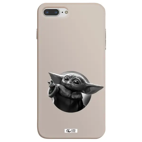 a black and white image of a baby yoda Apple iPhone 7 plus Silicone Stone Case