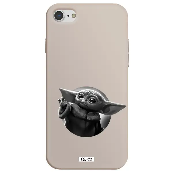 a black and white image of a baby yoda Apple iPhone 7 Silicone Stone Case