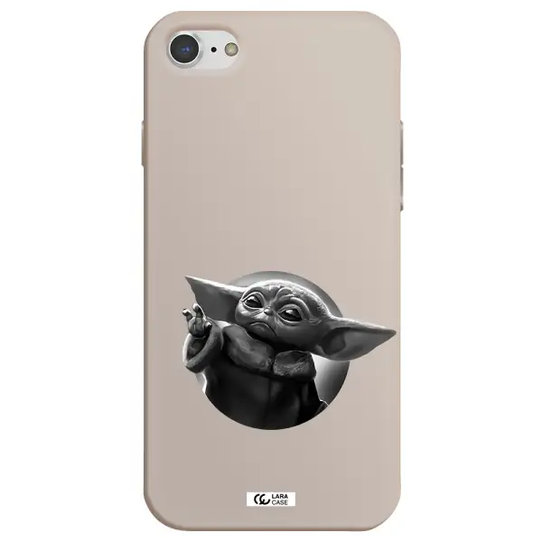 a black and white image of a baby yoda Apple iPhone 8 Silicone Stone Case