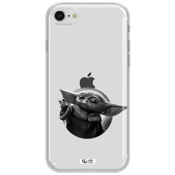 A Black And White Image Of A Baby Yoda Apple Iphone Se 2020 Clear Tpu Case