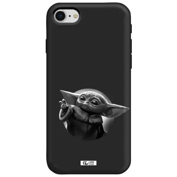 a black and white image of a baby yoda Apple iPhone se 2020 Silicone black Case