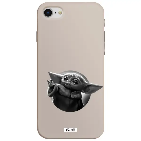 a black and white image of a baby yoda Apple iPhone se 2020 Silicone Stone Case