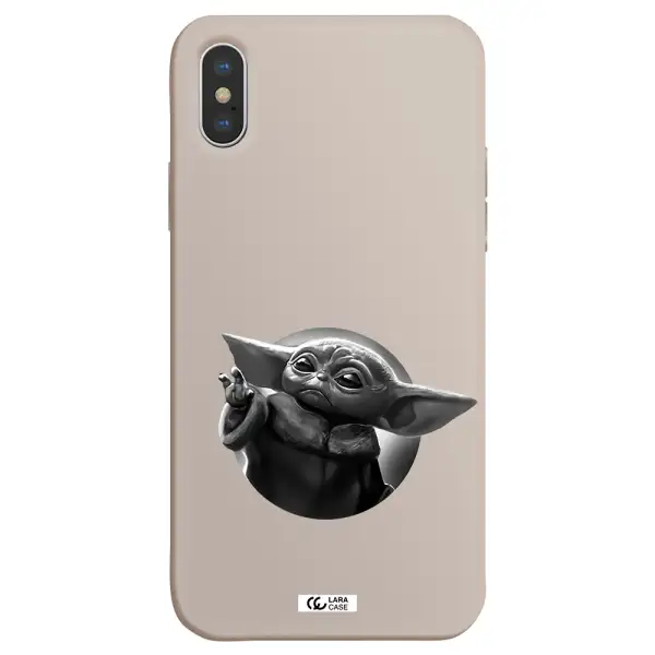 a black and white image of a baby yoda Apple iPhone XS Silicone Stone Case