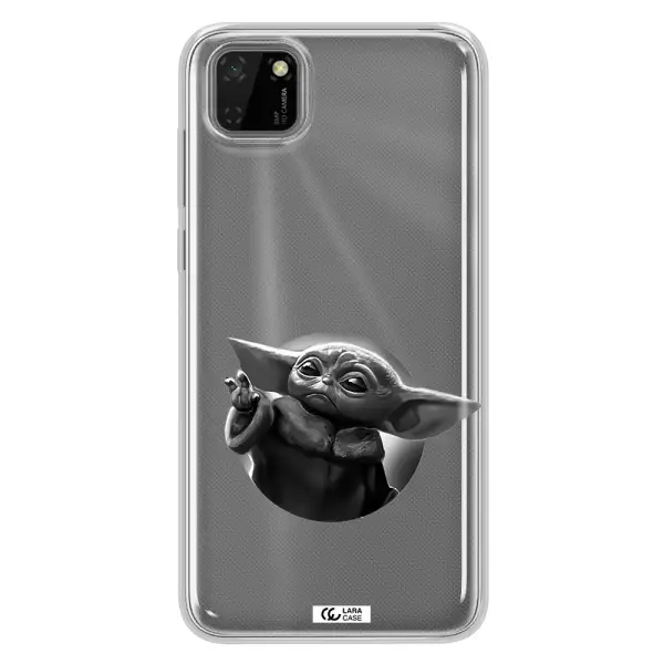 a black and white image of a baby yoda Huawei Honor 9S Clear TPU Case