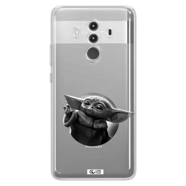 a black and white image of a baby yoda Huawei Mate 10 Clear TPU Case