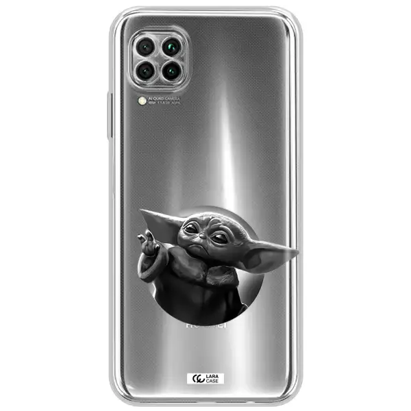 A Black And White Image Of A Baby Yoda Huawei Nova 7I Clear Tpu Case
