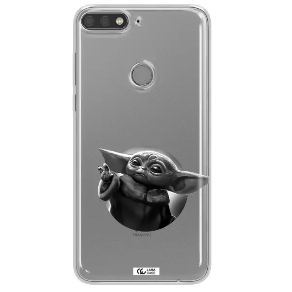 a black and white image of a baby yoda Huawei Y7 Prime 2018 Clear TPU Case