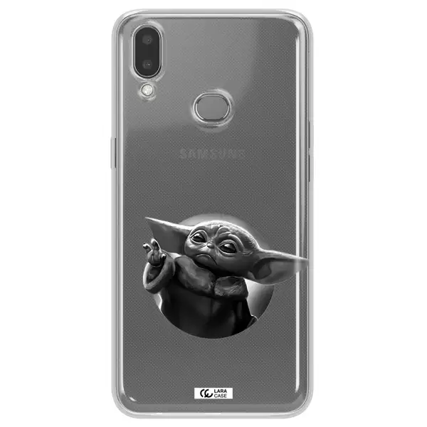 a black and white image of a baby yoda Samsung A10S Clear TPU Case