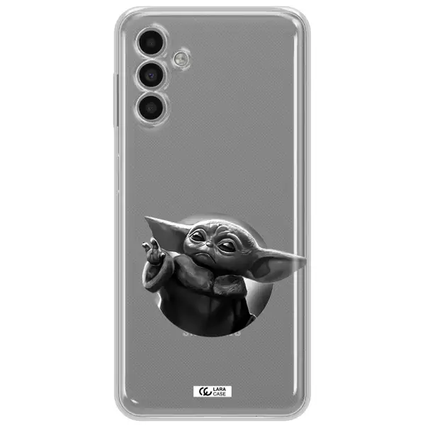 A Black And White Image Of A Baby Yoda Samsung A13 5G Clear Tpu Case