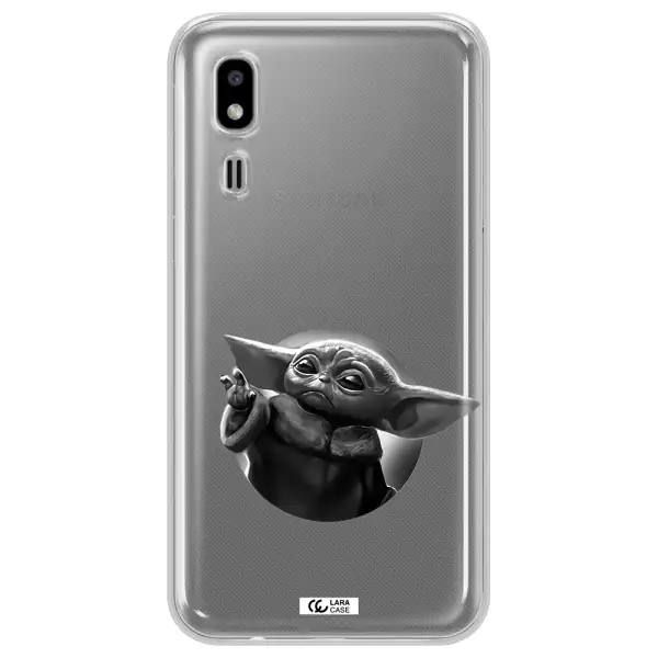 a black and white image of a baby yoda Samsung A2 Core Clear TPU Case