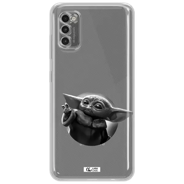 A Black And White Image Of A Baby Yoda Samsung A41 Clear Tpu Case