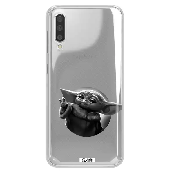 A Black And White Image Of A Baby Yoda Samsung A50S Clear Tpu Case
