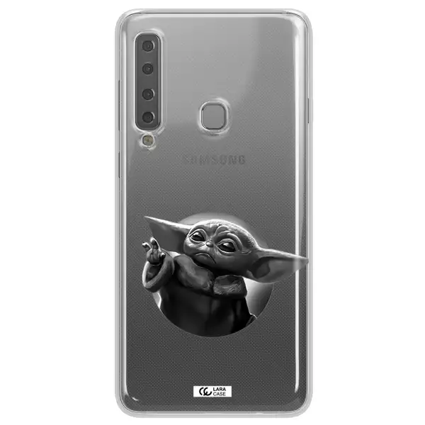 a black and white image of a baby yoda Samsung A9 2018 Clear TPU Case