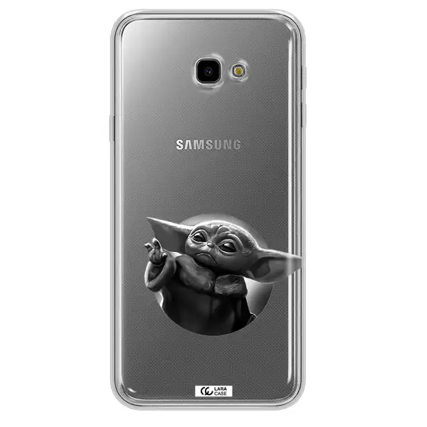 a black and white image of a baby yoda Samsung J4 Plus Clear TPU Case