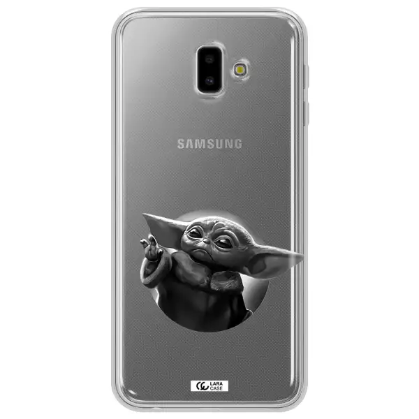 a black and white image of a baby yoda Samsung J6 Plus Clear TPU Case