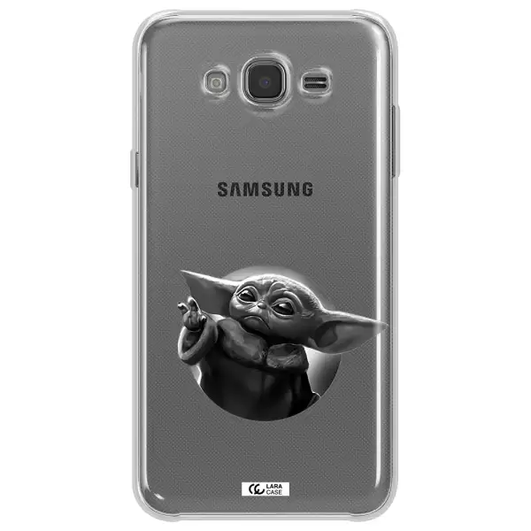 a black and white image of a baby yoda Samsung J7 Clear TPU Case