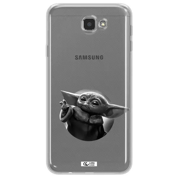 a black and white image of a baby yoda Samsung J7 Prim Clear TPU Case