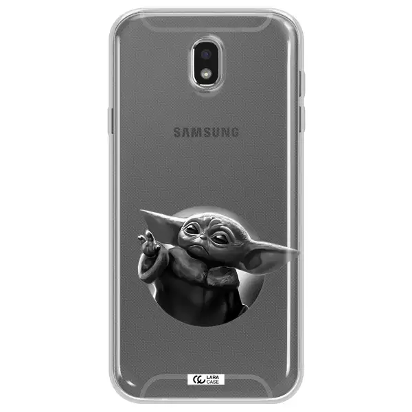 a black and white image of a baby yoda Samsung J7 Pro Clear TPU Case