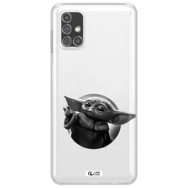 a black and white image of a baby yoda Samsung M31S Clear TPU Case