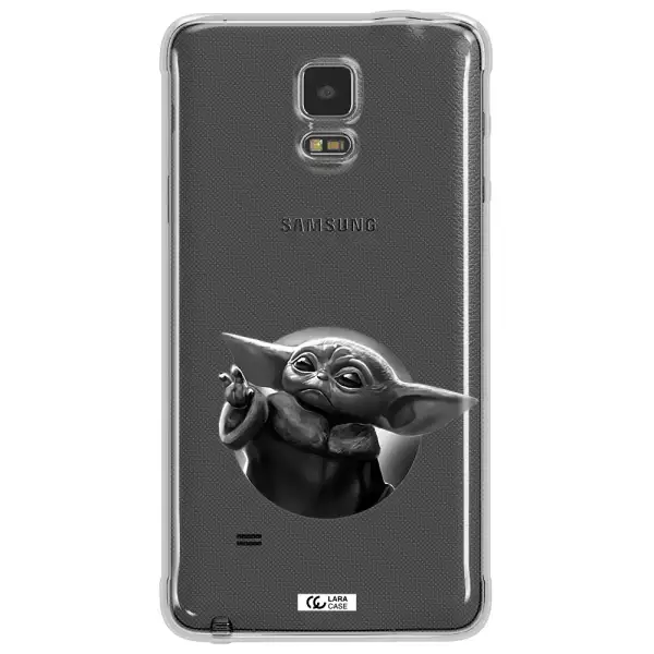 a black and white image of a baby yoda Samsung Note 4 Clear TPU Case