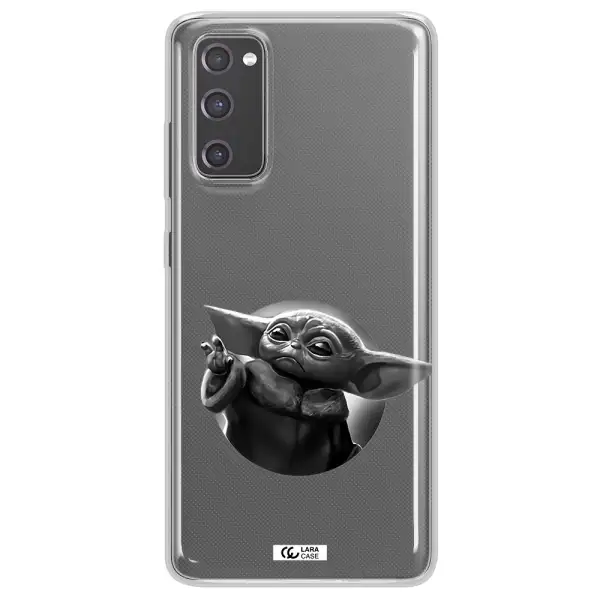 a black and white image of a baby yoda Samsung S20 Fe Clear TPU Case