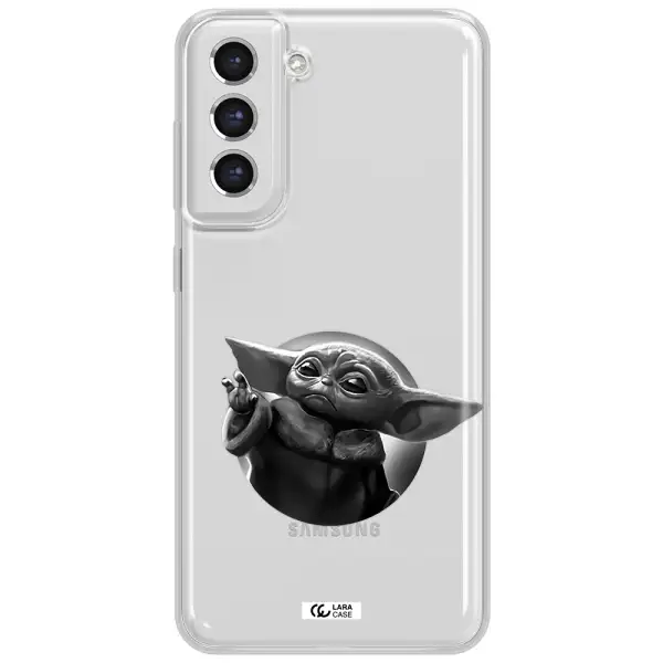 A Black And White Image Of A Baby Yoda Samsung S21 Fe Clear Tpu Case