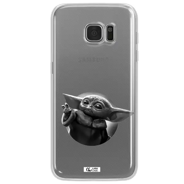 a black and white image of a baby yoda Samsung S7 Edge Clear TPU Case