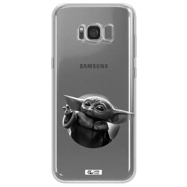 a black and white image of a baby yoda Samsung S8 Plus Clear TPU Case