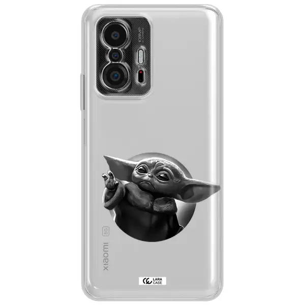 A Black And White Image Of A Baby Yoda Xiaomi 11T Clear Tpu Case