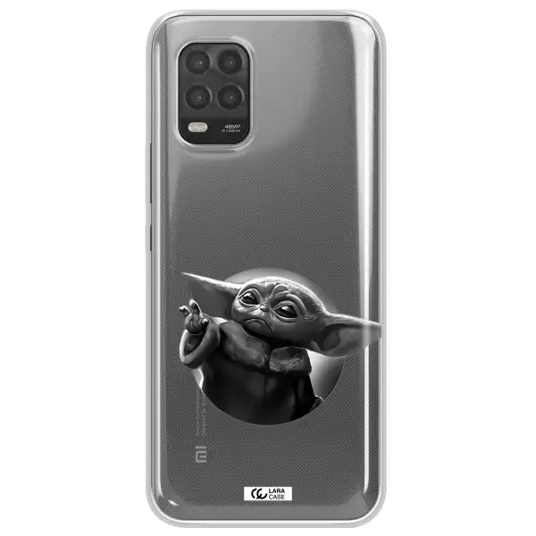 a black and white image of a baby yoda Xiaomi Mi 10 Lite Clear TPU Case