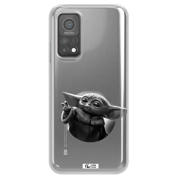 a black and white image of a baby yoda Xiaomi Mi 10 T Pro Clear TPU Case