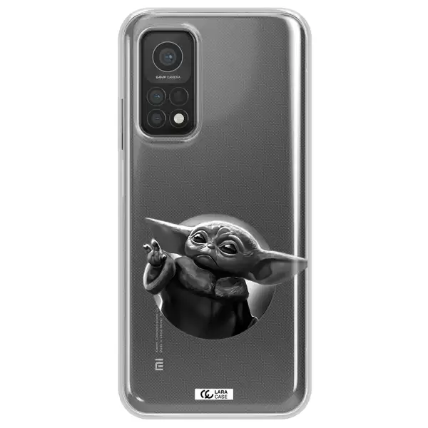 a black and white image of a baby yoda Xiaomi Mi 10T Clear TPU Case