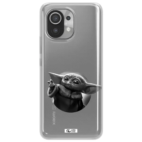 a black and white image of a baby yoda Xiaomi Mi 11 Clear TPU Case