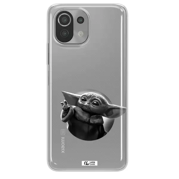 a black and white image of a baby yoda Xiaomi Mi 11 Lite Clear TPU Case
