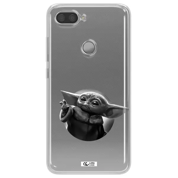a black and white image of a baby yoda Xiaomi Mi 8 Lite Clear TPU Case