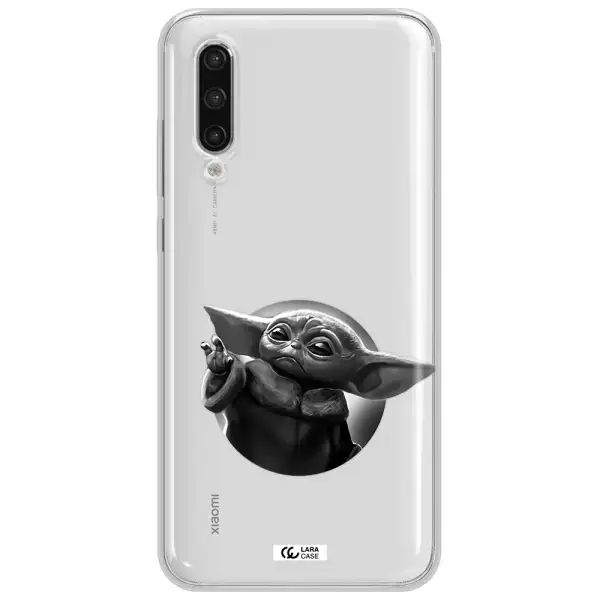A Black And White Image Of A Baby Yoda Xiaomi Mi 9 Lite Clear Tpu Case