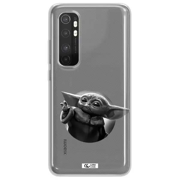 a black and white image of a baby yoda Xiaomi Mi Note 10 Lite Clear TPU Case