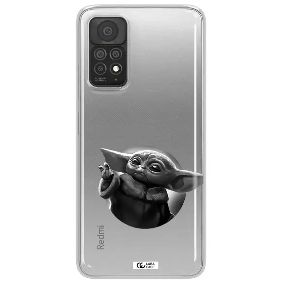 a black and white image of a baby yoda Xiaomi Note 11 Pro Clear TPU Case