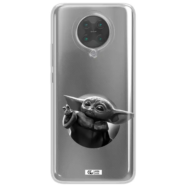 a black and white image of a baby yoda Xiaomi Poco F2 Pro Clear TPU Case
