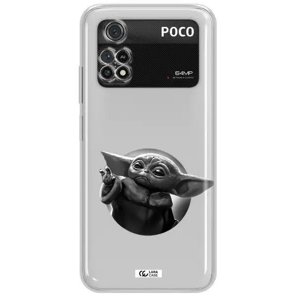 A Black And White Image Of A Baby Yoda Xiaomi Poco M4 Pro 4G Clear Tpu Case