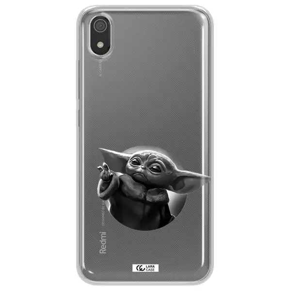 a black and white image of a baby yoda Xiaomi Redmi 7A Clear TPU Case