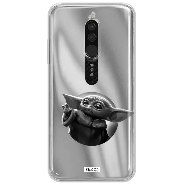 A Black And White Image Of A Baby Yoda Xiaomi Redmi 8 Clear Tpu Case