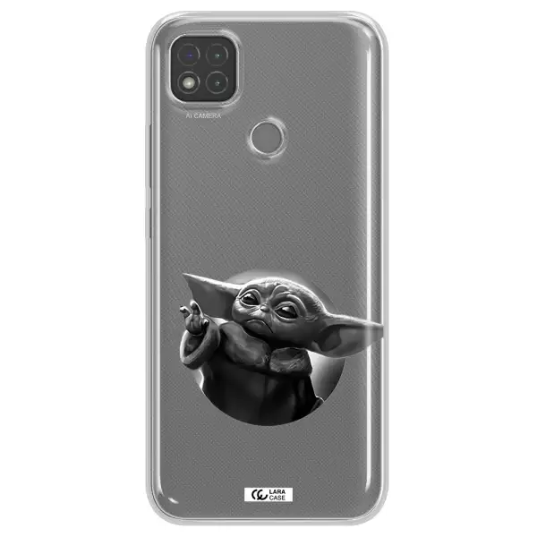 a black and white image of a baby yoda Xiaomi Redmi 9C Clear TPU Case