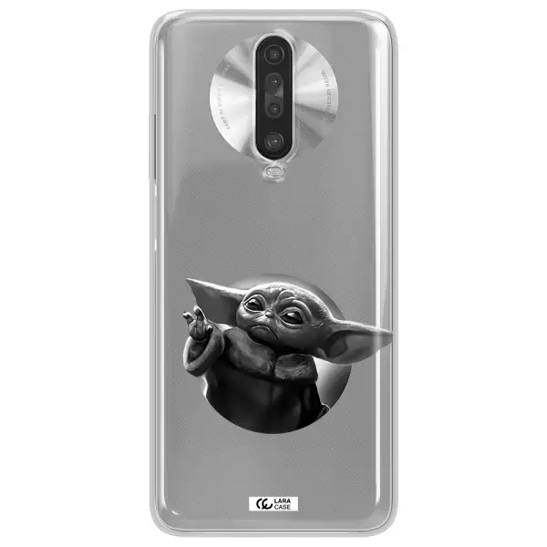 a black and white image of a baby yoda Xiaomi Redmi K30 Clear TPU Case