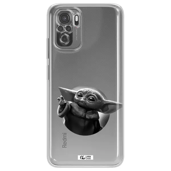 A Black And White Image Of A Baby Yoda Xiaomi Redmi Note 10S Clear Tpu Case