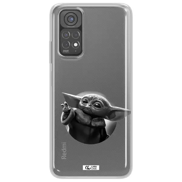 a black and white image of a baby yoda Xiaomi Redmi Note 11 Clear TPU Case