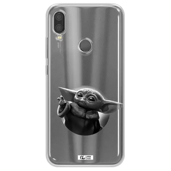 a black and white image of a baby yoda Xiaomi Redmi Note 7 Clear TPU Case