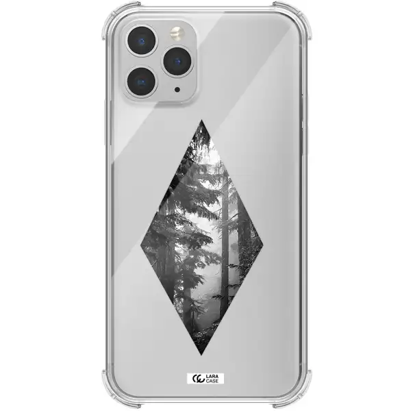 a diamond shaped image of trees Apple iPhone 11 pro Clear PC Case