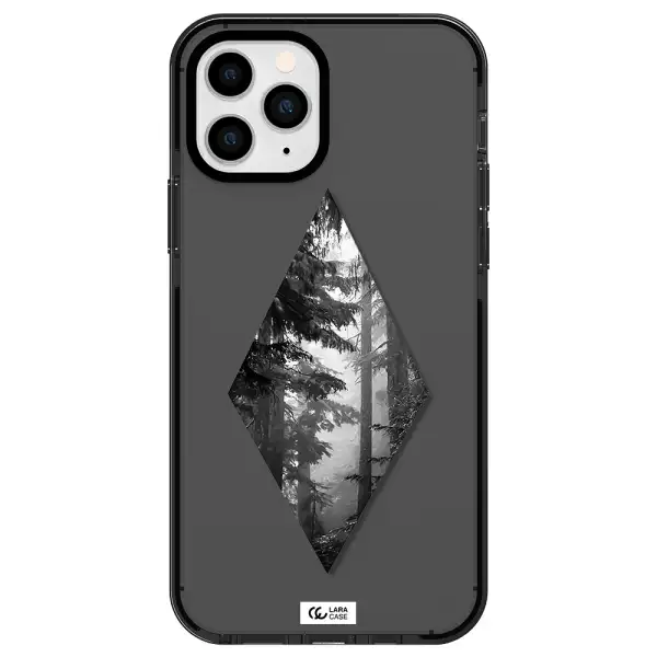 a diamond shaped image of trees Apple iPhone 11 pro impact Smoke Black Case